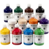 Acrylfarbe, Mattglänzend, Standard-Farben, 12x500 ml/ 1 Box