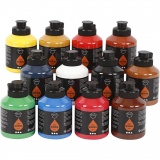 Acrylfarbe, Mattglänzend, Standard-Farben, 12x500 ml/ 1 Box