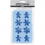 Silikonform, Eiskristalle und Lebkuchenmann, H 2,5 cm, L 3 cm, B 4,5 cm, 12,5 ml, 1 Stk