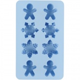 Silikonform, Eiskristalle und Lebkuchenmann, H 2,5 cm, L 3 cm, B 4,5 cm, 12,5 ml, 1 Stk