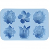 Silikonform, Blumen, H 2,6 cm, L 30 cm, B 21 cm, Lochgröße 60x75 mm, 75 ml, 1 Stk