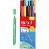 Berol Marker, D 10 mm, Strichstärke 1-1,7 mm, Sortierte Farben, 12 Stk/ 1 Pck