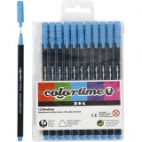 Colortime Fineliner Marker, Strichstärke 0,6-0,7 mm, Hellblau, 12 Stk/ 1 Pck