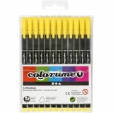 Colortime Fineliner Marker, Strichstärke 0,6-0,7 mm, Gelb, 12 Stk/ 1 Pck