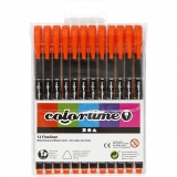 Colortime Fineliner Marker, Strichstärke 0,6-0,7 mm, Orange, 12 Stk/ 1 Pck