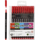 Colortime Fineliner, Strichstärke 0,6-0,7 mm, Rot, 12 Stk/ 1 Pck