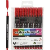 Colortime Fineliner Filzstifte, Strichstärke 0,6-0,7 mm, Rot, 12 Stk/ 1 Pck