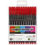 Colortime Fineliner Marker, Strichstärke 0,6-0,7 mm, Rot, 12 Stk/ 1 Pck