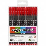 Colortime Fineliner Marker, Strichstärke 0,6-0,7 mm, Rot, 12 Stk/ 1 Pck
