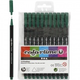 Colortime Fineliner Marker, Strichstärke 0,6-0,7 mm, Dunkelgrün, 12 Stk/ 1 Pck