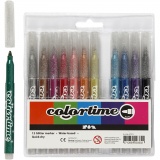 Colortime Glitter Marker, Strichstärke 2 mm, Sortierte Farben, 12 Stk/ 1 Pck