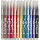Colortime Glitter Marker, Strichstärke 2 mm, Sortierte Farben, 12 Stk/ 1 Pck