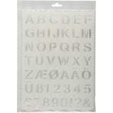 Buchstaben-/Zahlen-Schablone, Buchstaben und Zahlen, H 25 mm, 21x29 cm, 1 Stk