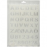 Buchstaben-/Zahlen-Schablone, Buchstaben und Zahlen, H 25 mm, Blatt 21x29 cm, 1 Stk