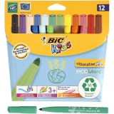 BIC Visa Color Filzstifte - Sortiment, Strichstärke 3 mm, Sortierte Farben, 12 Stk/ 1 Pck