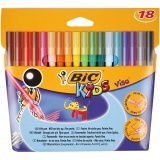 BIC Visa Fine Filzstifte - Sortiment, Strichstärke 1,6 mm, Sortierte Farben, 18 Stk/ 1 Pck