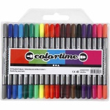 Colortime Dual-Filzstifte, Strichstärke 2,3+3,6 mm, Standard-Farben, 20 Stk/ 1 Pck