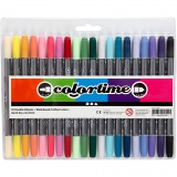 Colortime Dual-Filzstifte, Strichstärke 2,3+3,6 mm, Zusätzliche Farben, 20 Stk/ 1 Pck