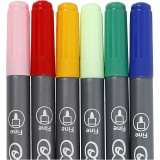 Marker, Strichstärke 2,3+3,6 mm, Sortierte Farben, 6 Stk/ 1 Pck