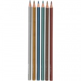 Colortime Buntstifte, L 17,45 cm, Mine 3 mm, Metallic-Farben, 6 Stk/ 1 Pck