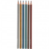 Colortime Buntstifte, L 17,45 cm, Mine 3 mm, Metallic-Farben, 6 Stk/ 1 Pck