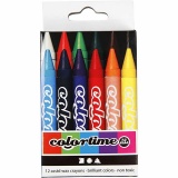 Colortime Farbkreide, L 10 cm, Dicke 11 mm, Sortierte Farben, 12 Stk/ 1 Pck