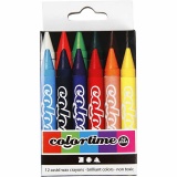 Colortime Farbkreide, L 10 cm, Dicke 11 mm, Sortierte Farben, 12 Stk/ 1 Pck