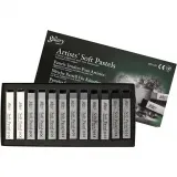 Gallery Weiche Pastellkreide, L 6,5 cm, Dicke 10 mm, Harmonie in Schwarz-Weiß, 12 Stk/ 1 Pck