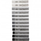 Gallery Weiche Pastellfarbkreide Im Set, L 6,5 cm, Dicke 10 mm, Harmonie in Schwarz-Weiß, 12 Stk/ 1 Pck