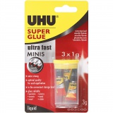 UHU Sekundenkleber, 3x1 g/ 1 Pck