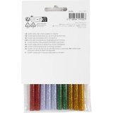 Klebesticks Mini, L 10 cm, D 7 mm, Glitter, Gold, Grün, Rot, Silber, 10 Stk/ 1 Pck