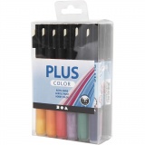 Plus Color Marker, L 14,5 cm, Strichstärke 1-2 mm, Sortierte Farben, 18 Stk/ 1 Pck, 5,5 ml