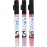 Plus Color Marker, L 14,5 cm, Strichstärke 1-2 mm, Fuchsia, Staubrosé, Dunkelviolett, 3 Stk/ 1 Pck, 5,5 ml