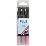 Plus Color Marker, L 14,5 cm, Strichstärke 1-2 mm, Fuchsia, Staubrosé, Dunkelviolett, 3 Stk/ 1 Pck, 5,5 ml