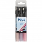 Plus Color Marker, L 14,5 cm, Strichstärke 1-2 mm, Fuchsia, Staubrosé, Dunkelviolett, 5,5 ml, 3 Stk/ 1 Pck