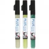 Plus Color Marker, L 14,5 cm, Strichstärke 1-2 mm, Dunkelgrün, Eukalyptus, Laubgrün, 5,5 ml, 3 Stk/ 1 Pck