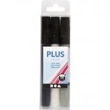 Plus Color Marker, L 14,5 cm, Strichstärke 1-2 mm, Schwarz, Naturweiß, Regengrau, 5,5 ml, 3 Stk/ 1 Pck