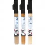 Plus Color Marker, L 14,5 cm, Strichstärke 1-2 mm, Hellbeige, Gold, Sienna, 5,5 ml, 3 Stk/ 1 Pck