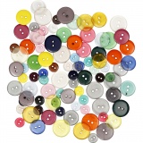 Knöpfe, D 12+18+20 mm, Sortierte Farben, 50 g, 100 Stk/ 1 Pck