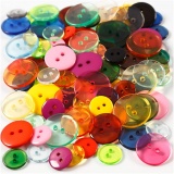 Knöpfe, D 12+18+20 mm, Sortierte Farben, 50 g, 100 Stk/ 1 Pck