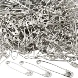 Sicherheitsnadeln, L 28+31+36 mm, Dicke 0,7-0,8 mm, Silber, 600 Stk/ 1 Pck