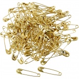 Sicherheitsnadeln, L 22 mm, Dicke 0,6 mm, Gold, 100 Stk/ 1 Pck