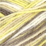 Sockenwolle, L 200 M, Grün, Gelb, 50 g/ 1 Knäuel