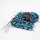 Sockenwolle, L 200 M, Harmonie in Blau-Türkis, 50 g/ 1 Knäuel