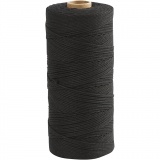 Macramé-Kordel, L 315 M, Dicke 1 mm, Dünne Qualität 12/12, Schwarz, 220 g/ 1 Knäuel