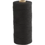 Macramé-Kordel, L 315 m, Dicke 1 mm, Dünne Qualität 12/12, Schwarz, 220 g/ 1 Knäuel