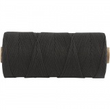 Macramé-Kordel, L 315 M, Dicke 1 mm, Dünne Qualität 12/12, Schwarz, 220 g/ 1 Knäuel