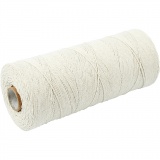 Baumwollkordel, L 700 M, extra dünne Qualität 12/6, Hellnatur, 250 g/ 1 Knäuel