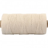 Macramé-Kordel, L 315 M, Dicke 1 mm, Dünne Qualität 12/12, Hellnatur, 220 g/ 1 Knäuel
