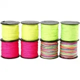 Macramé-Kordel, Dicke 1 mm, Neongrün, Neonpink, Neongelb, Neonmix, 8x28 m/ 1 Pck